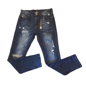 NWT Bruno Cavalli Denim Jeans Men Size:35x30 Distressed Straight MSRP:$128